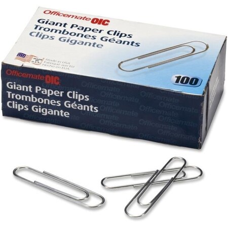 Officemate Officemate OIC99914 Jumbo Standard Paper Clips; Steel - Silver OIC99914